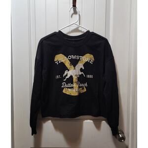 Yellowstone Dutton Ranch Women's Black Cropped Sweatshirt Size M